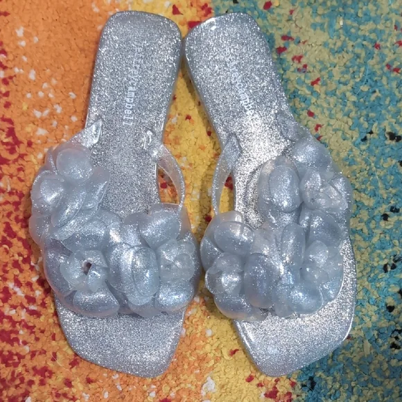 Jeffrey Campbell Silver Glitter Sandals - Picture 1 of 3